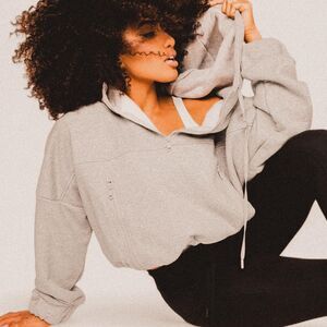 Popflex Half Zip Warm Up Hoodie – Heather Grey Sporty Cozy Streetwear Core (M)